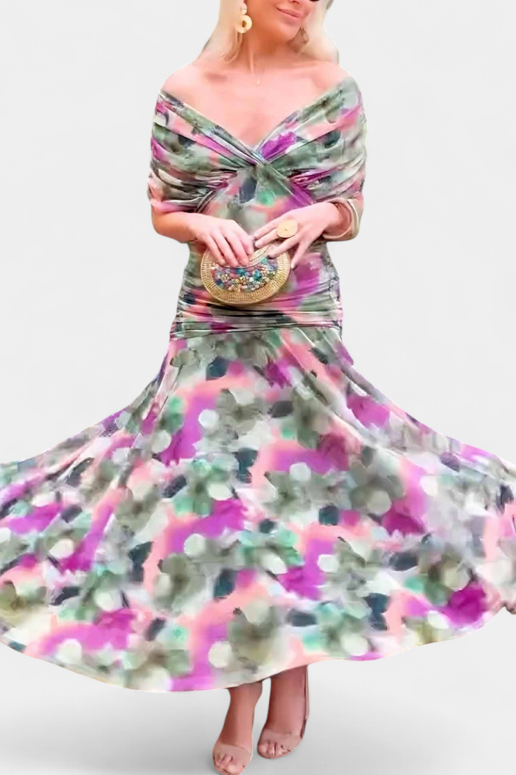 Alondra Vestido Largo con Estampado Floral Fantasía