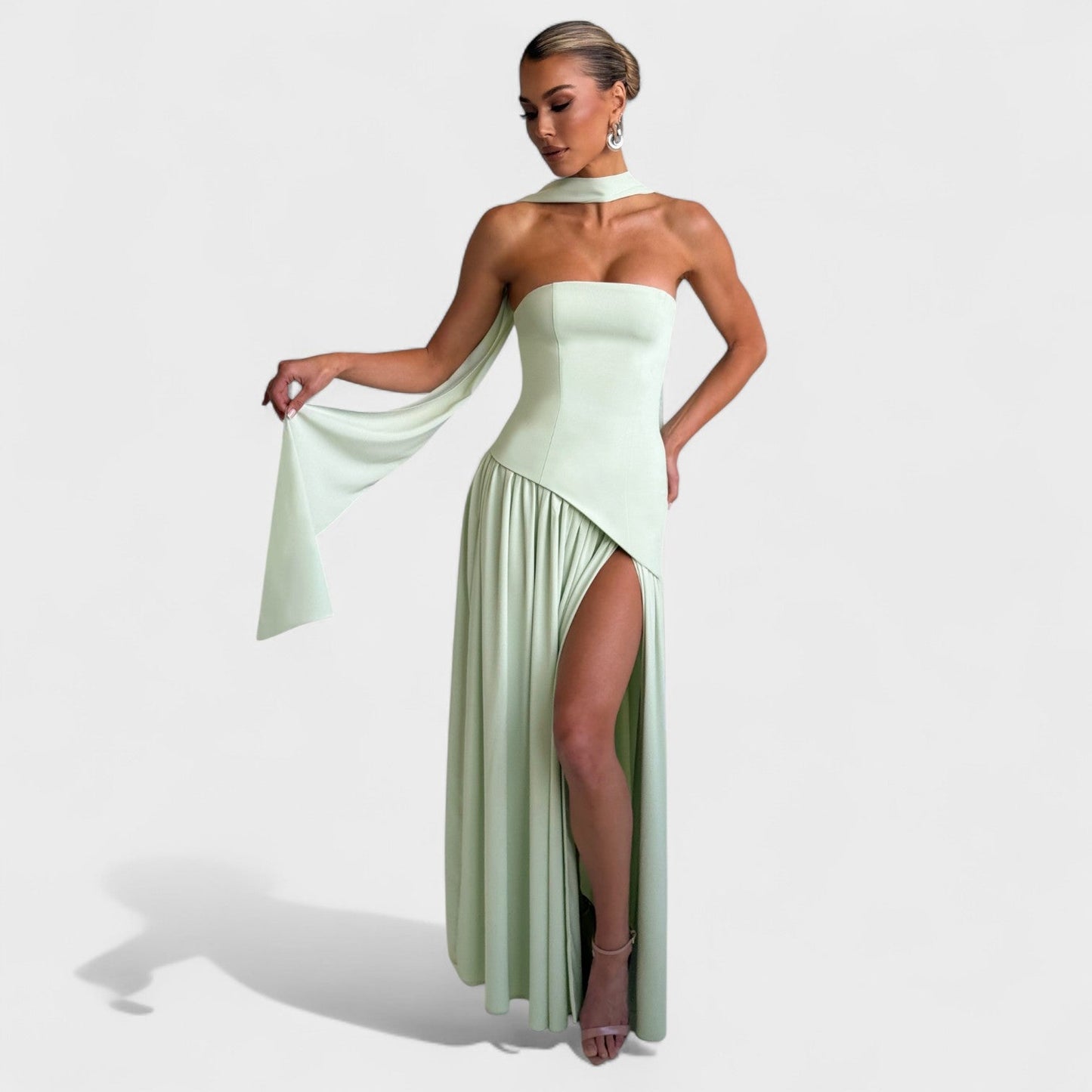 Vestido Maliyah - Corte Asimétrico Menta