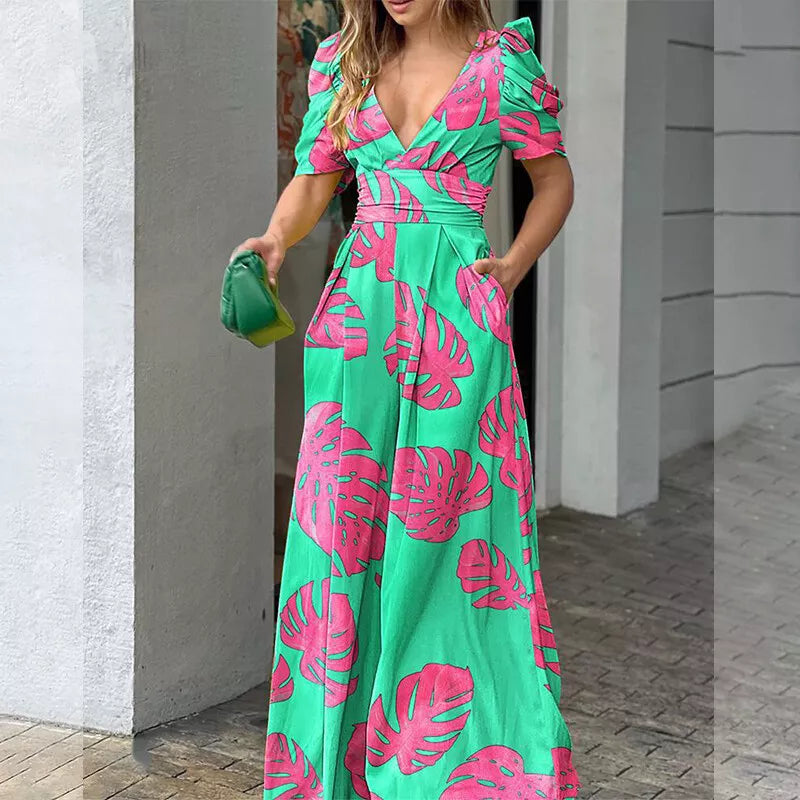 Adelina - Mono con escote en V y estampado