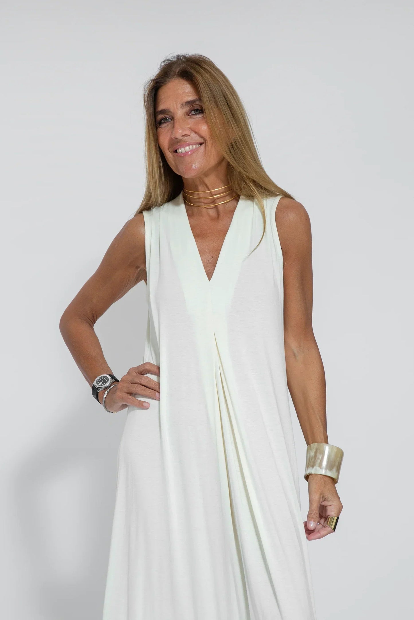 Carmela | Elegante vestido largo con chaqueta de punto