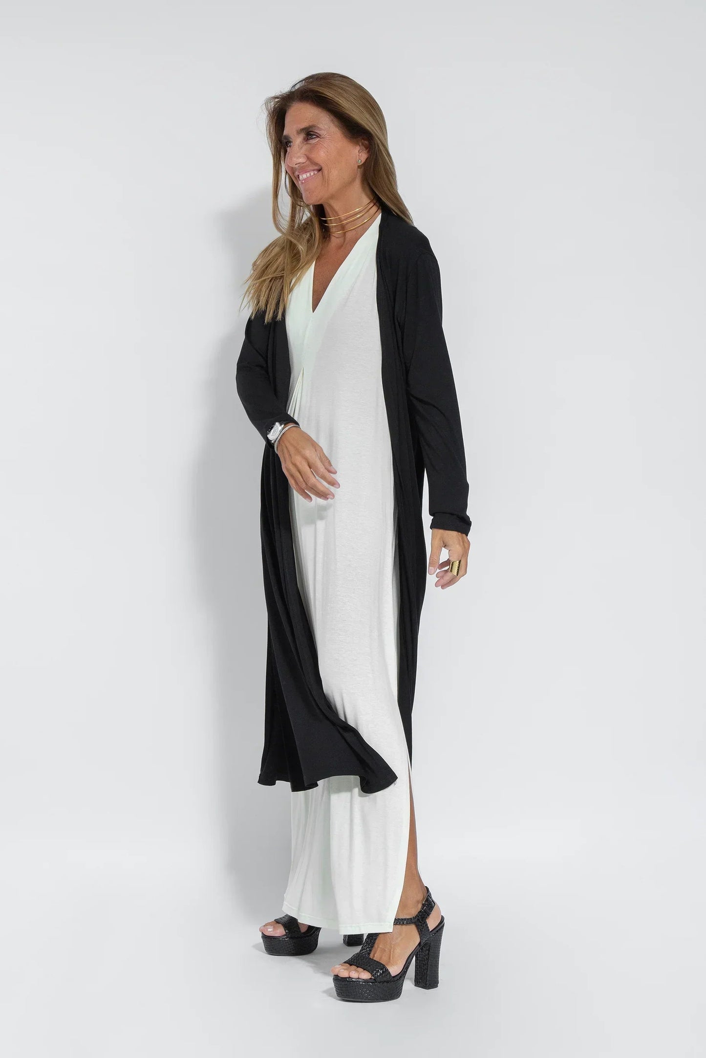 Carmela | Elegante vestido largo con chaqueta de punto