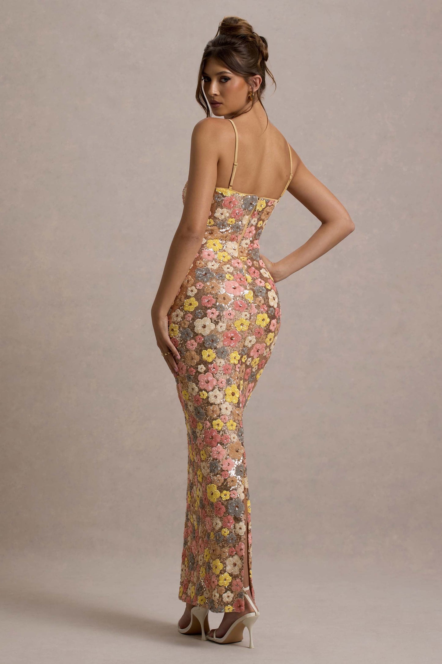SELVIANA Vestido Maxí con Flores y Lentejuelas