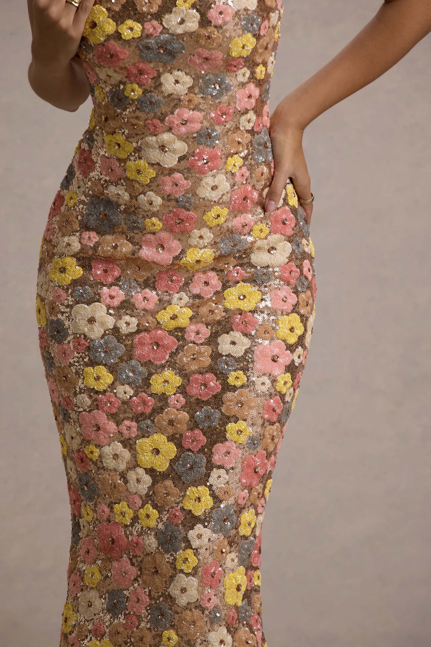 SELVIANA Vestido Maxí con Flores y Lentejuelas
