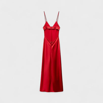 Vestido Carmesí – Corte Minimal Elegante