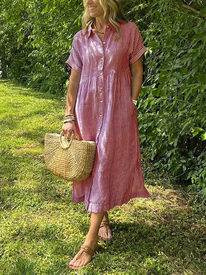Malina | Vestido camisa a rayas con bolsillos funcionales