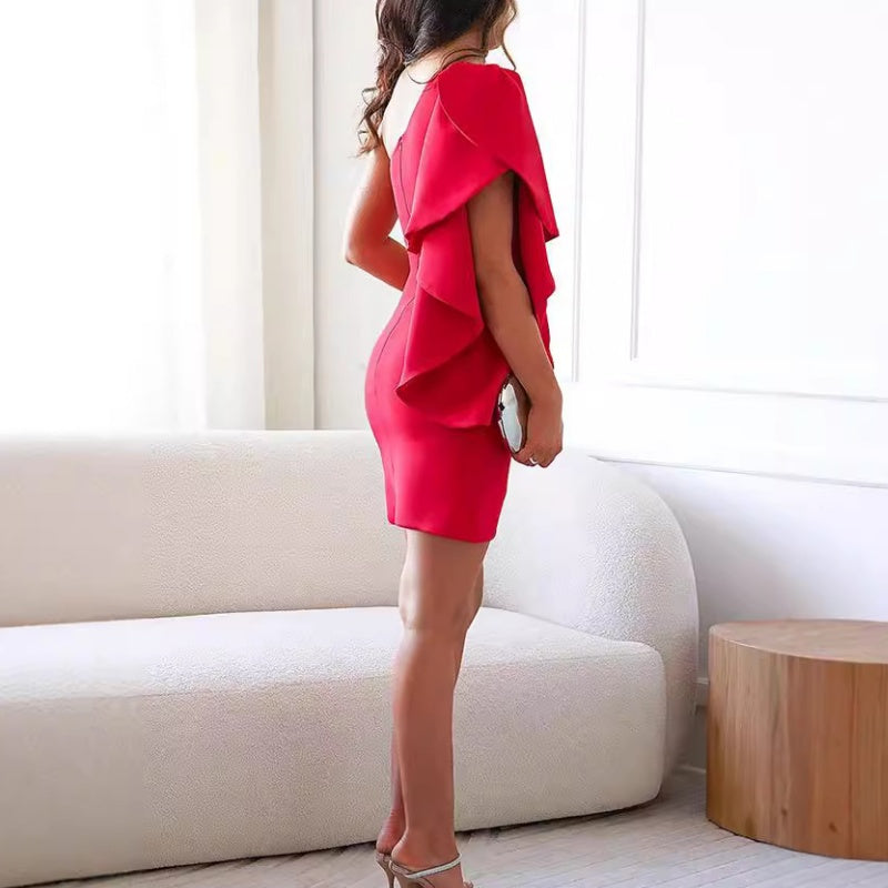 Natasza | Vestido mini drapeado de un solo hombro