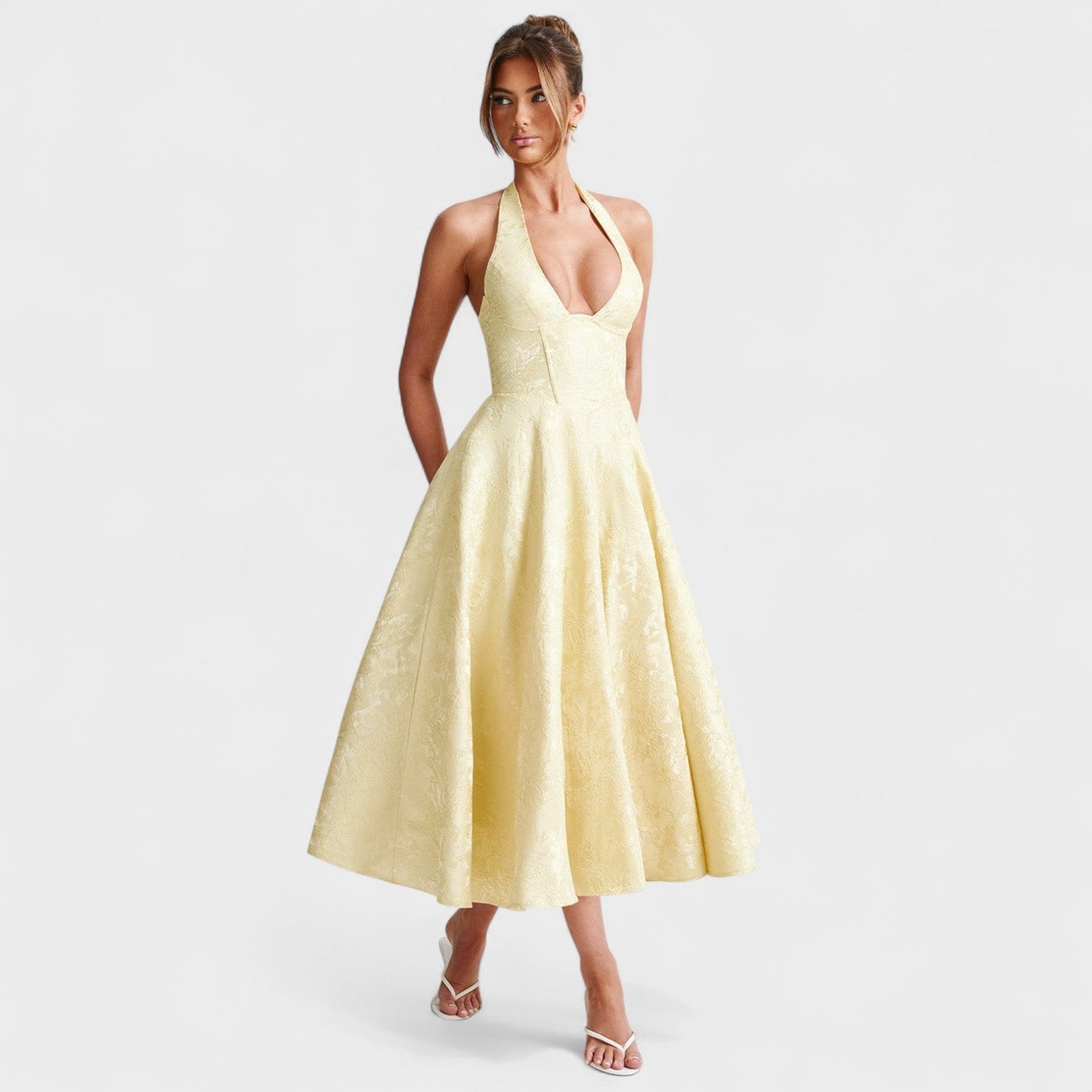 Halina – Vestido Midi Corset con Vuelo