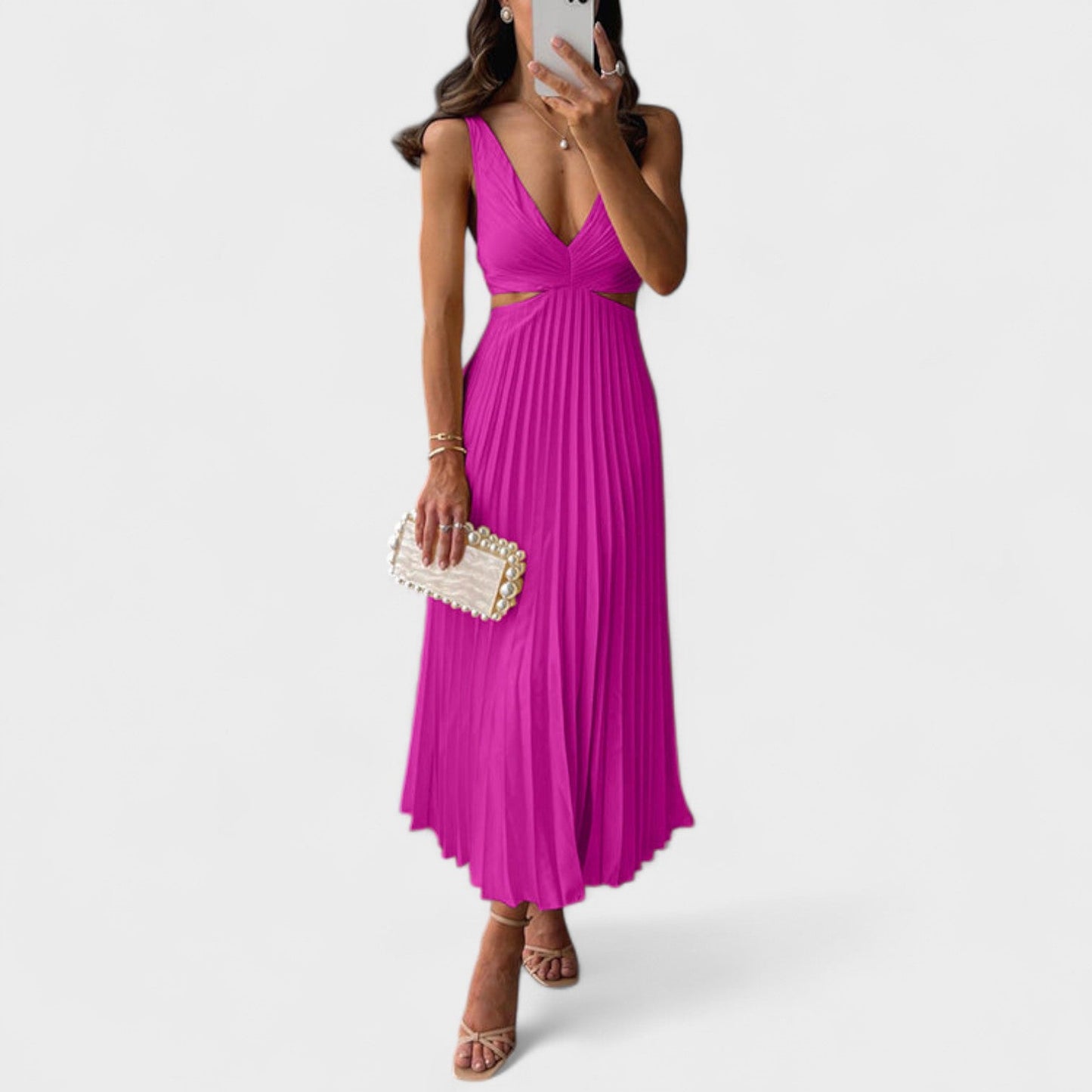 Eva – Vestido Plisado Midi