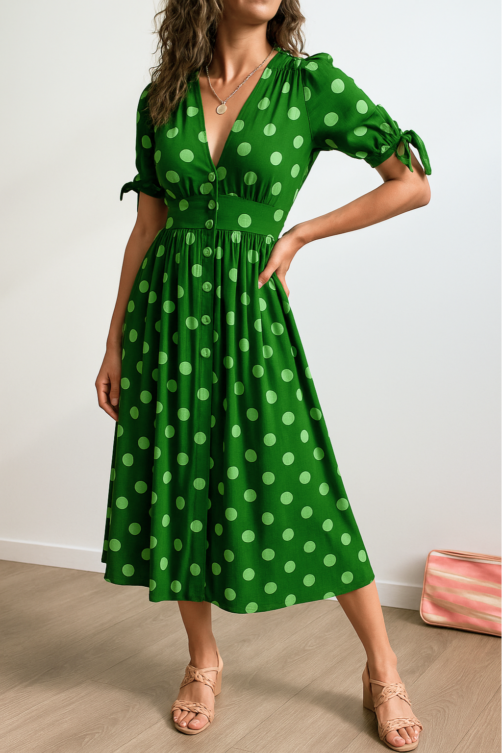 Brigitte™ | Elegante vestido de lunares con escote en V