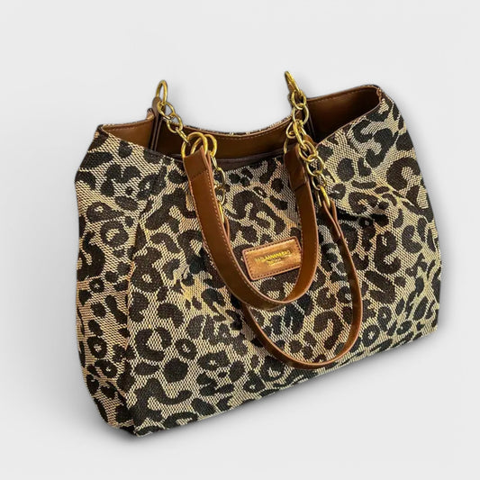 Rita. – Bolso tote de lona con estampado de leopardo