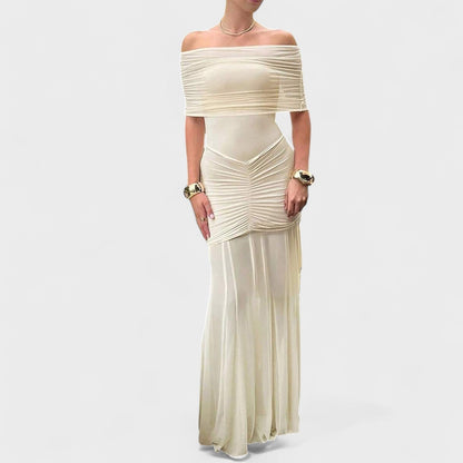 Vittoria – Vestido Largo de Malla con Hombros Descubiertos