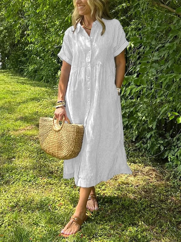Malina | Vestido camisa a rayas con bolsillos funcionales