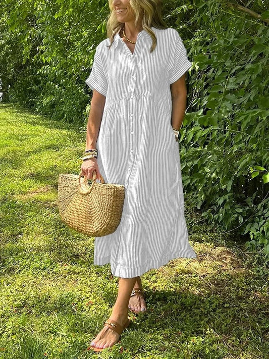 Malina | Vestido camisa a rayas con bolsillos funcionales