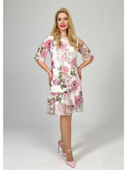 Samanta | Vestido suelto de verano con escote redondo y manga corta