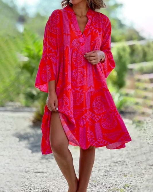 SARA - Vestido bohemio de manga suelta