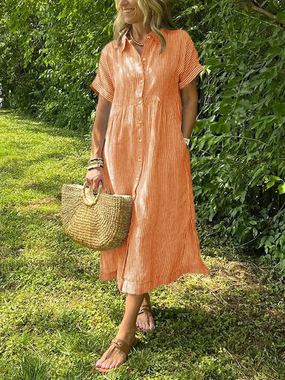 Malina | Vestido camisa a rayas con bolsillos funcionales