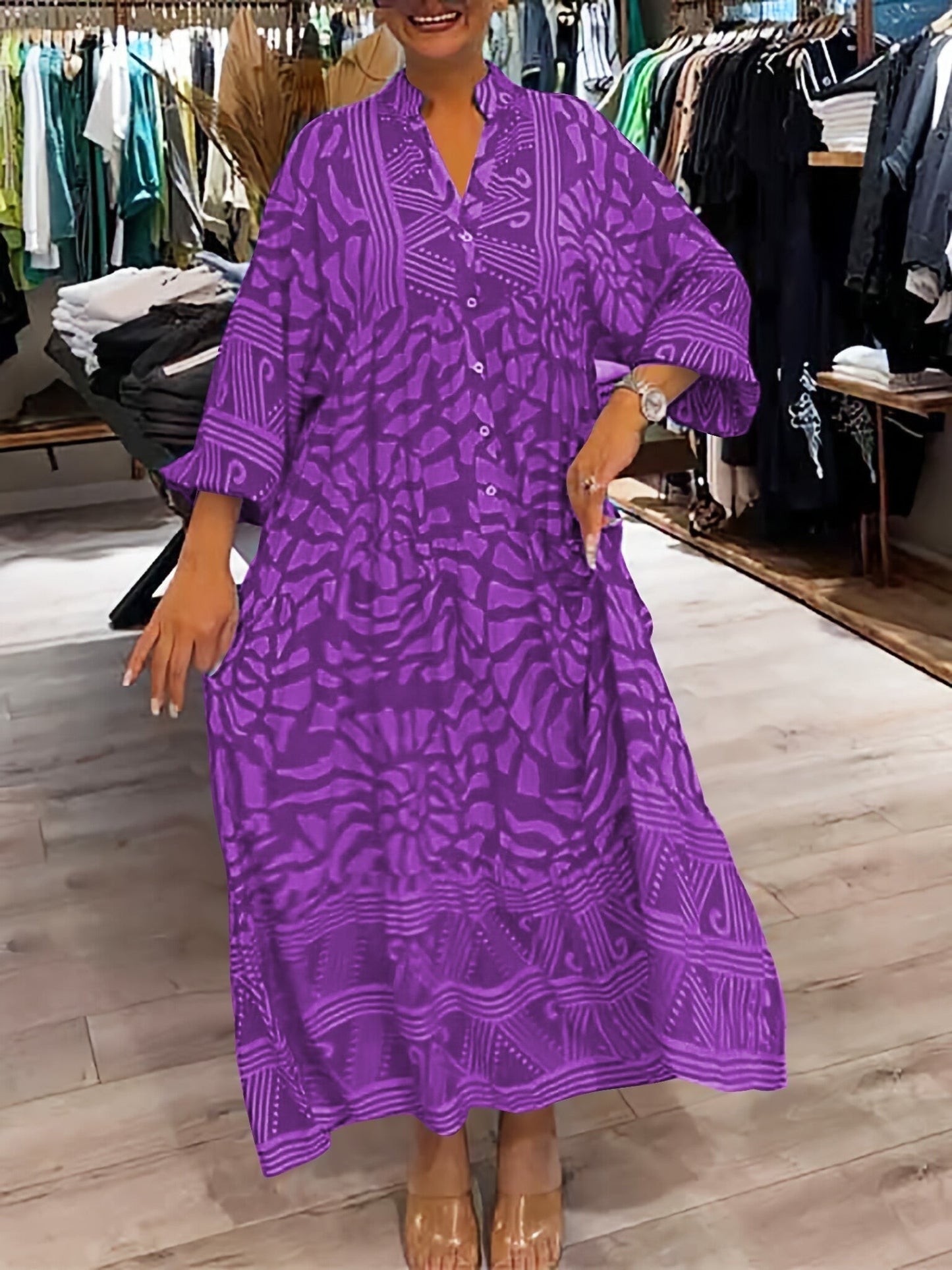 Ilona | Vestido con escote en V y estampado