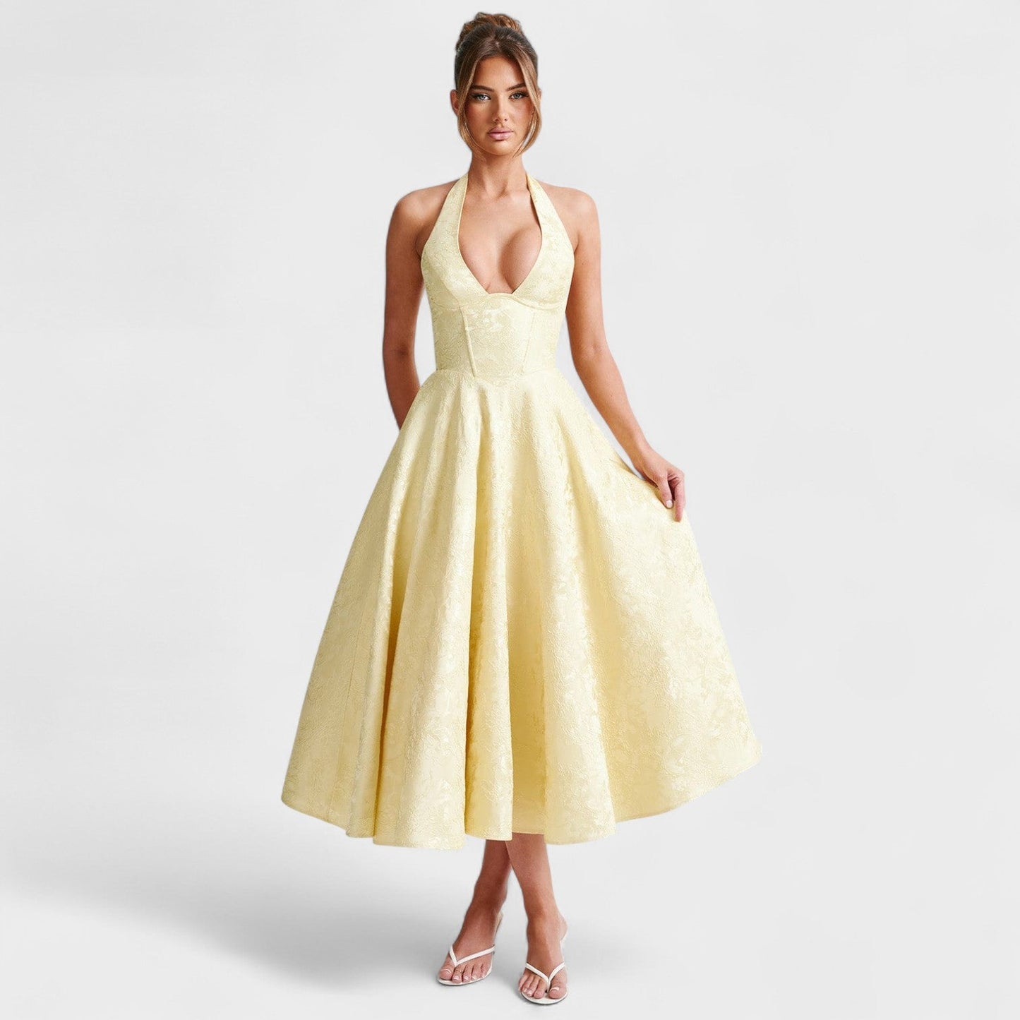 Halina – Vestido Midi Corset con Vuelo