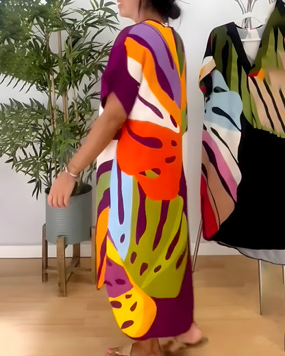 Weronika | Vestido casual con estampado colorido de hojas