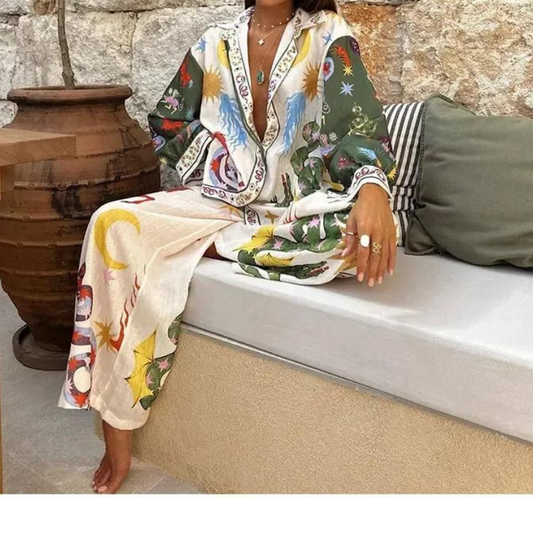 Amora | Conjunto de 2 piezas con camisa amplia y pantalones