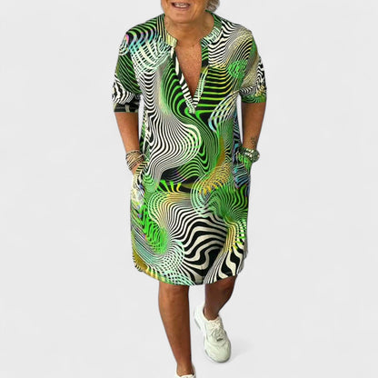 Ria | Vestido Estampado con Cuello en V