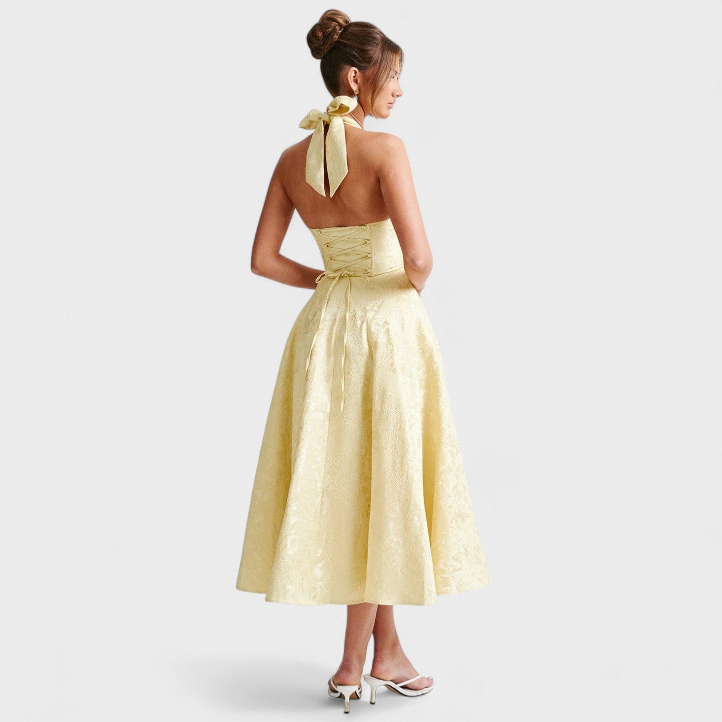 Halina – Vestido Midi Corset con Vuelo