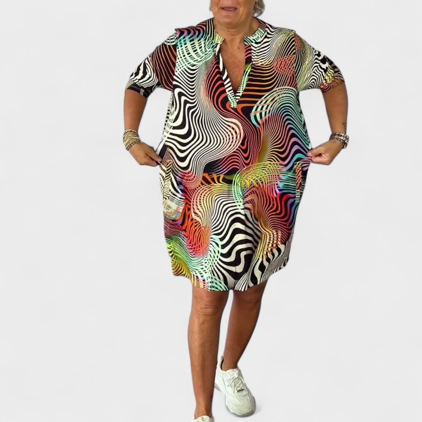 Ria | Vestido Estampado con Cuello en V