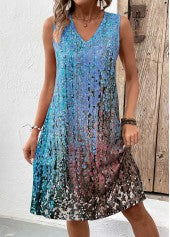 Vestido sin mangas en línea A con escote en V