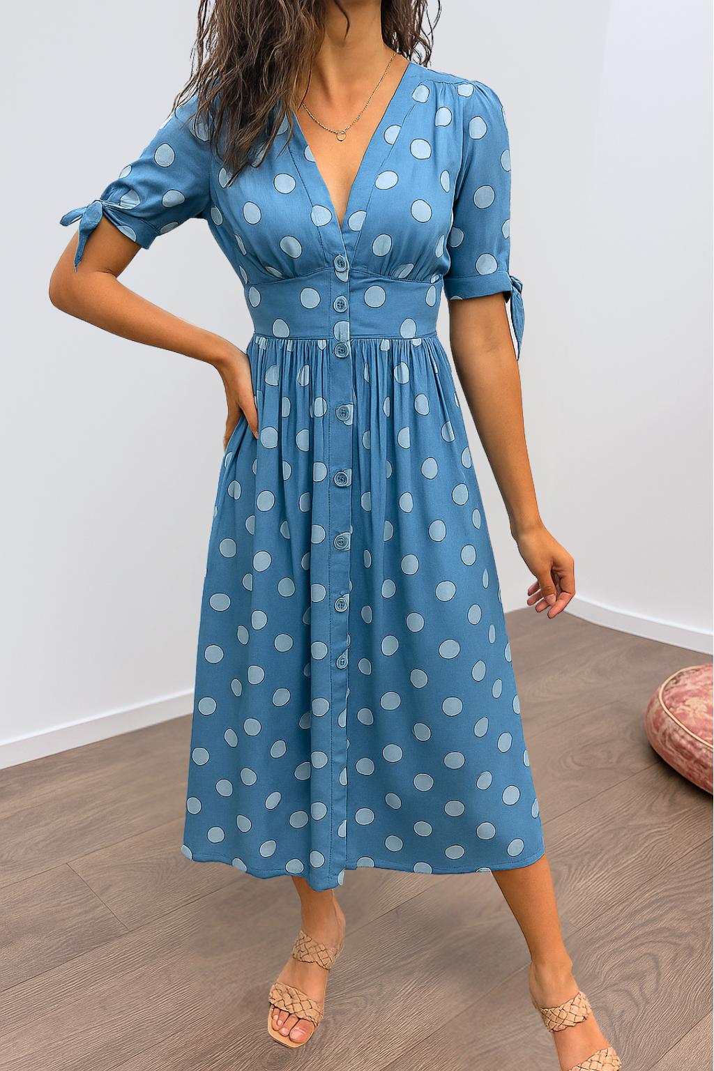 Brigitte™ | Elegante vestido de lunares con escote en V