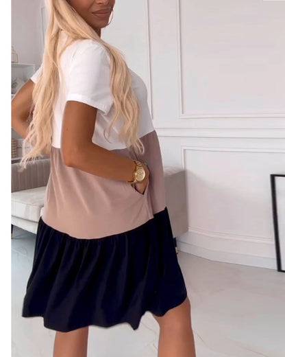 Alva | Vestido de ocio con bloques de color y mangas cortas