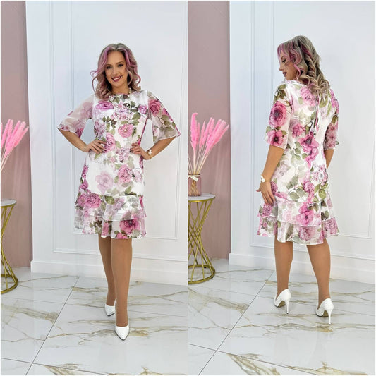 Samanta | Vestido suelto de verano con escote redondo y manga corta