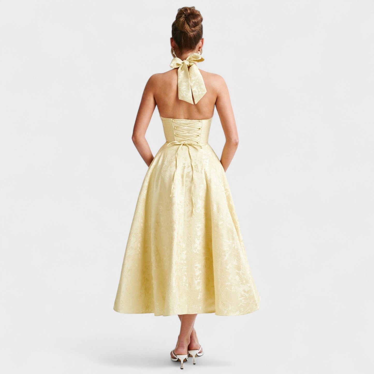 Halina – Vestido Midi Corset con Vuelo