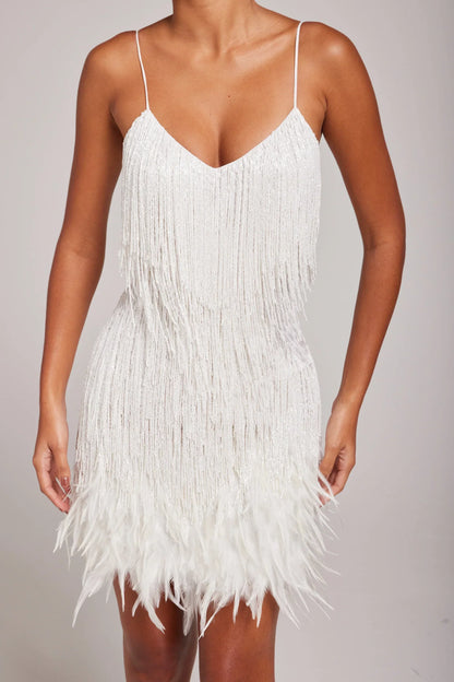 Brielle - Mini vestido de plumas