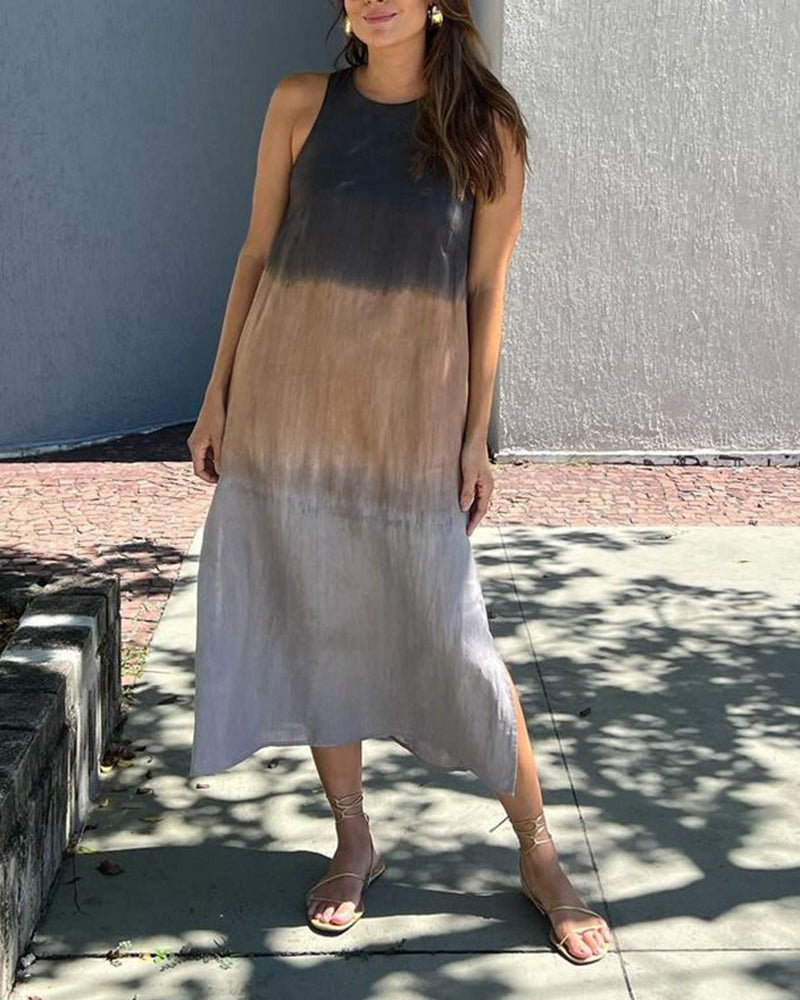 Anette | Vestido Degradado Sin Mangas con Cuello Redondo