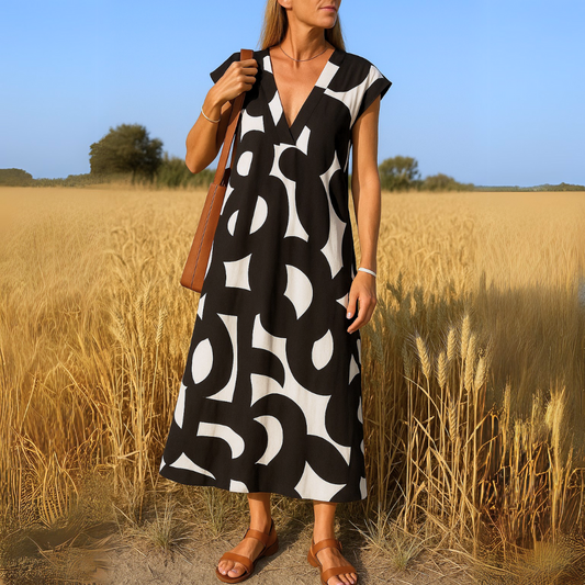 Laura | Vestido maxi con estampado artístico