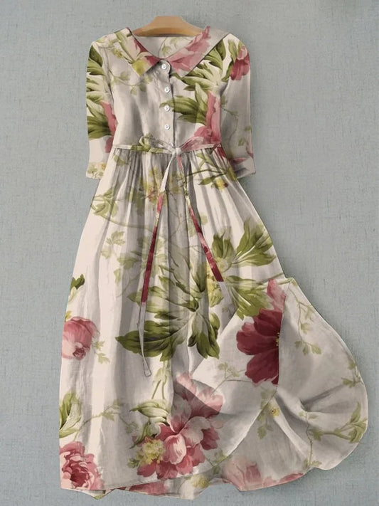 Baylee - Vestido floral vintage con lazos en la cintura