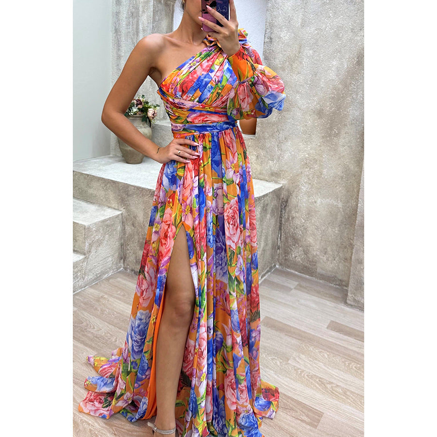 Nina | Vestido maxi de gasa con un tirante