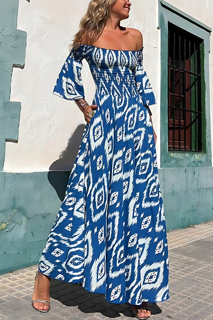 Alina | Vestido Maxi con Hombros Descubiertos y Encanto Boho