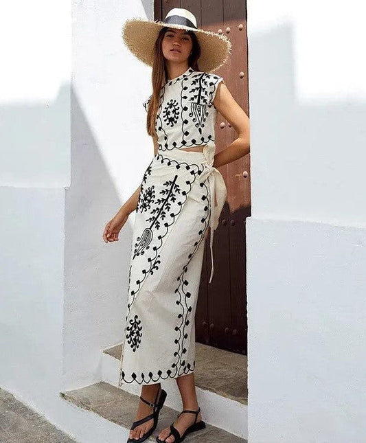 Camilla | Conjunto estampado de top y falda