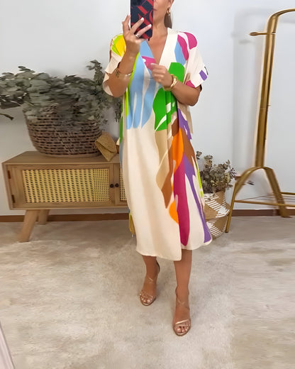 Weronika | Vestido casual con estampado colorido de hojas