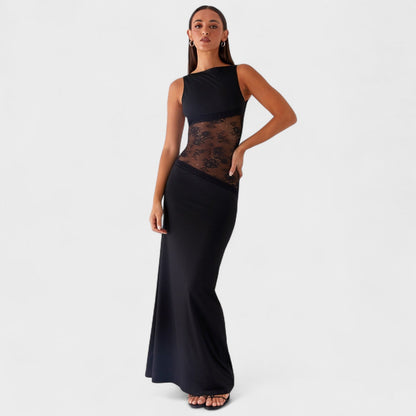 Lucinda – Vestido Largo con Encaje Negro