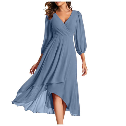Izabella | Vestido con escote en V y dobladillo asimétrico
