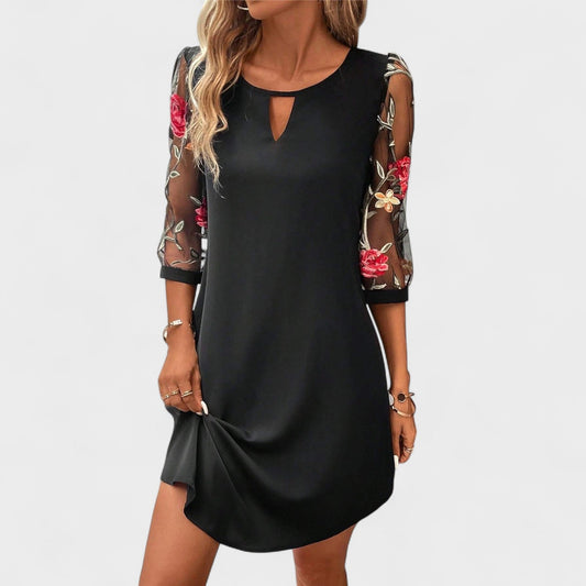 Renata – Vestido Elegante con Mangas Bordadas