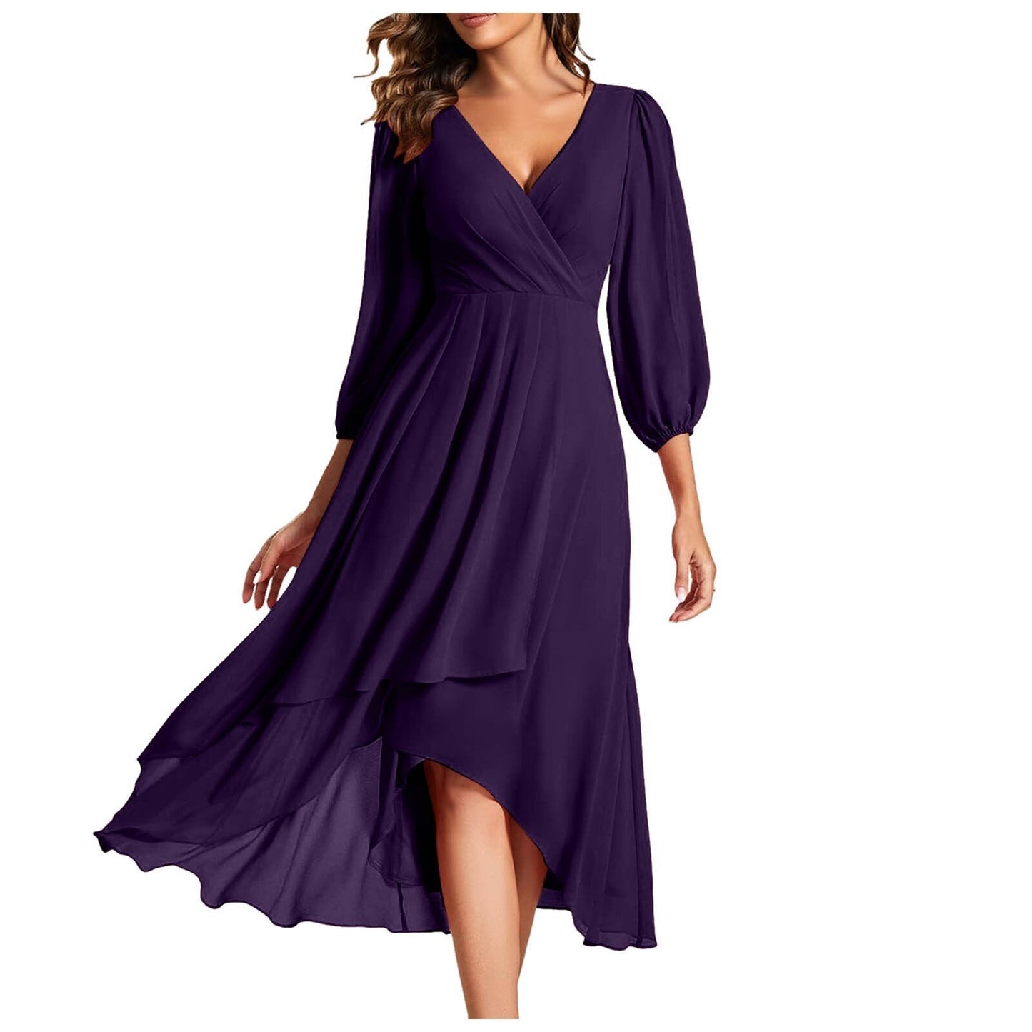 Izabella | Vestido con escote en V y dobladillo asimétrico