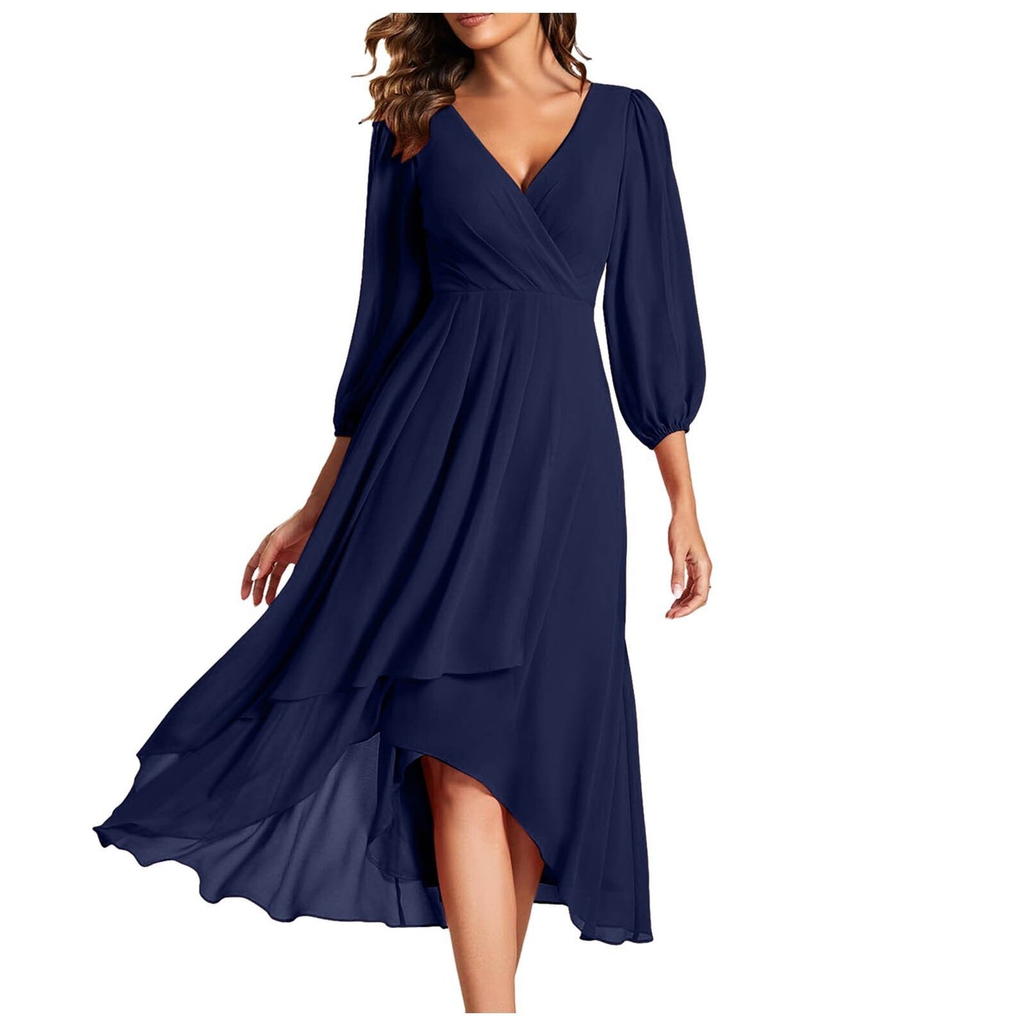Izabella | Vestido con escote en V y dobladillo asimétrico