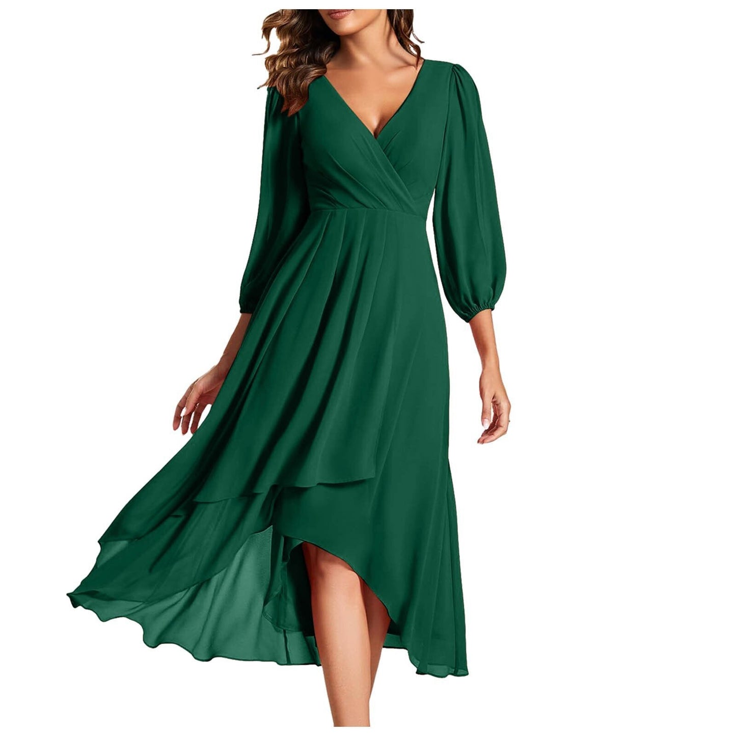 Izabella | Vestido con escote en V y dobladillo asimétrico