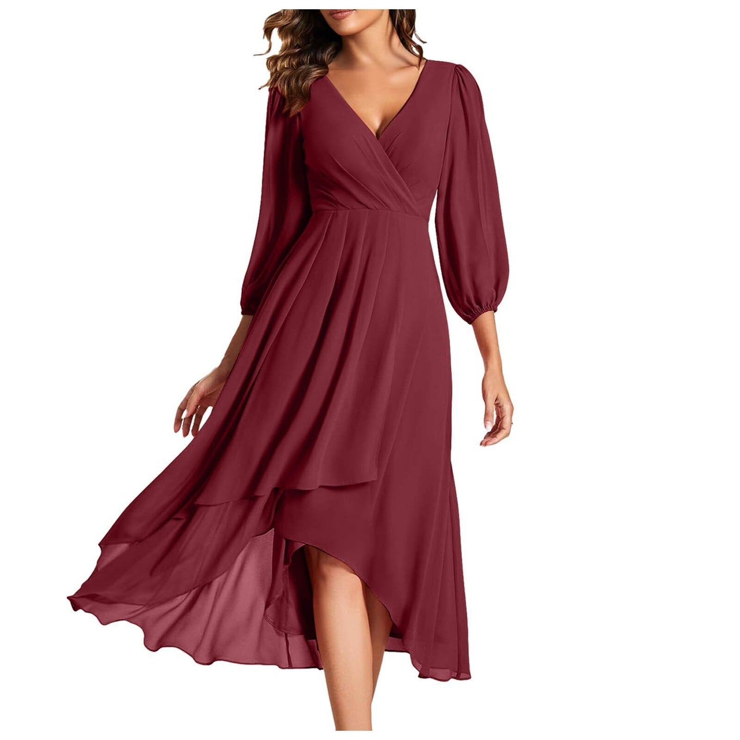 Izabella | Vestido con escote en V y dobladillo asimétrico