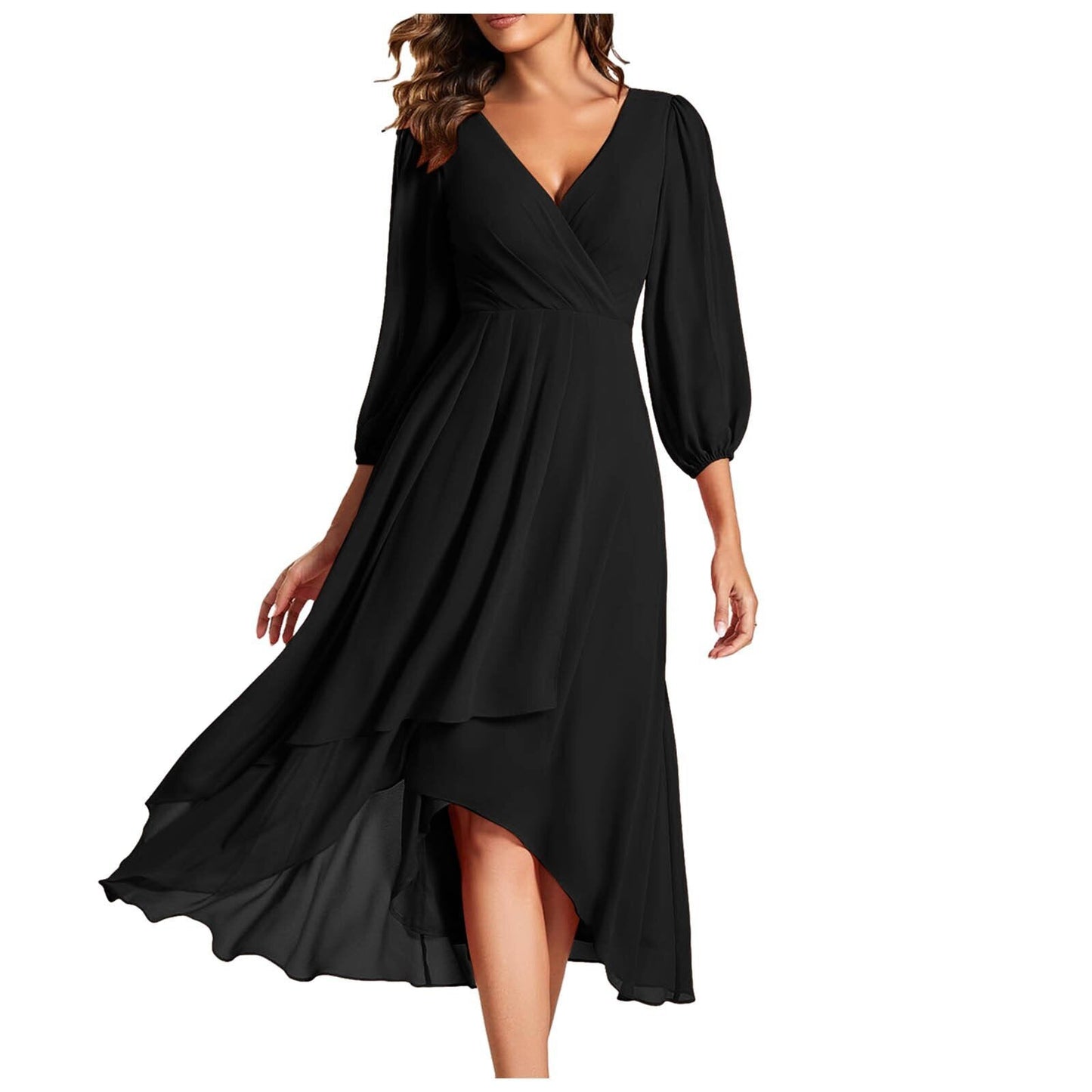 Izabella | Vestido con escote en V y dobladillo asimétrico