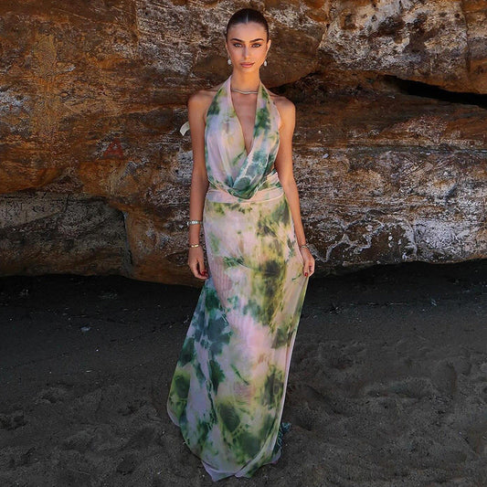 Reign | Vestido Maxi Halter Sin Espalda