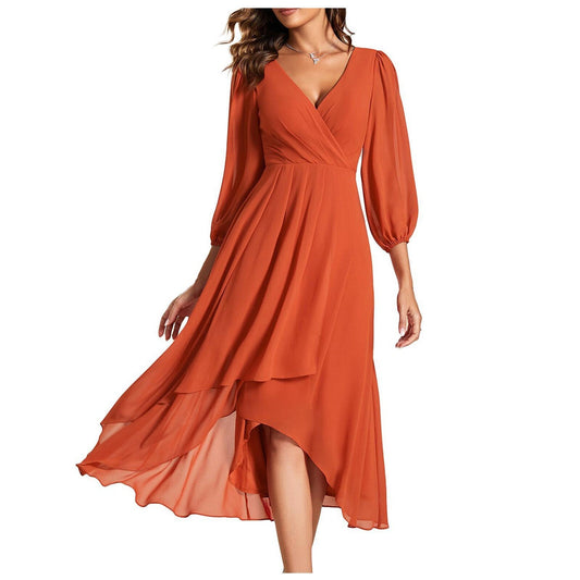 Izabella | Vestido con escote en V y dobladillo asimétrico